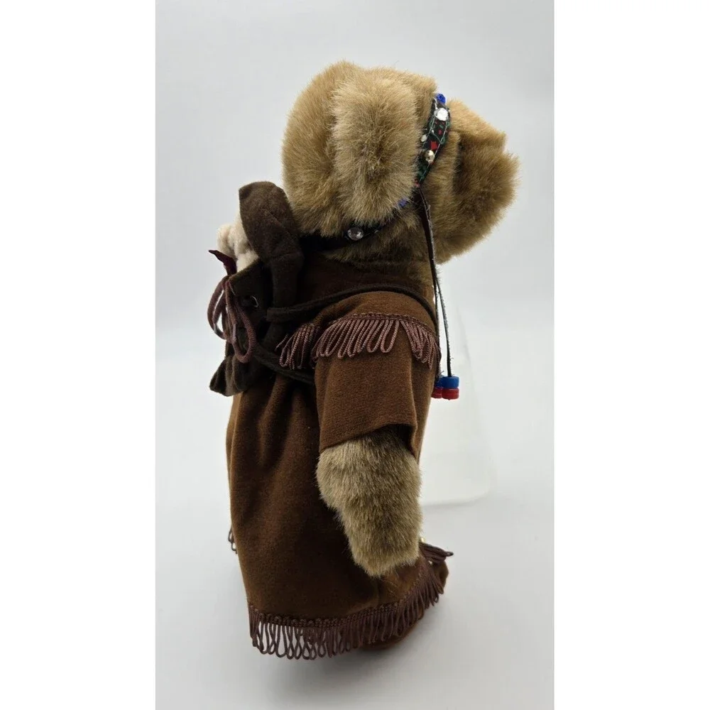 Native American Bear Female Jointed 12 Inch Teddy‎ Bear Plush Figure & Baby Bear